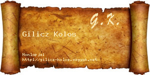 Gilicz Kolos névjegykártya